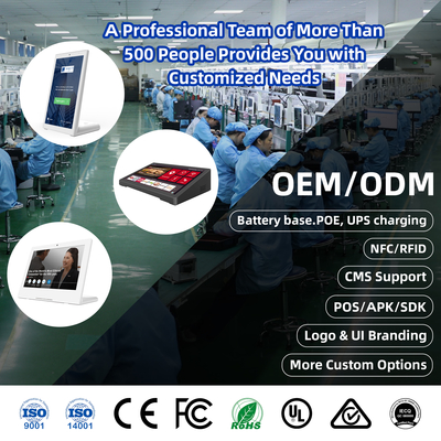 OEM L-Form 10,1 Zoll Touchscreen Kundenfeedback Evaluator Restaurant Bestellung Rj45 Optional POE NFC Desktop Android Tablet