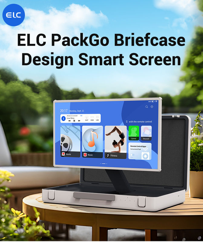 ELC PackGO Portable 27 Zoll Aktentasche Design Touchscreen Android System Smart TV Bildschirm für Camping