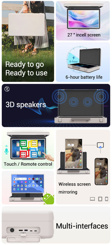 ELC PackGO Portable 27 Zoll Aktentasche Design Touchscreen Android System Smart TV Bildschirm für Camping