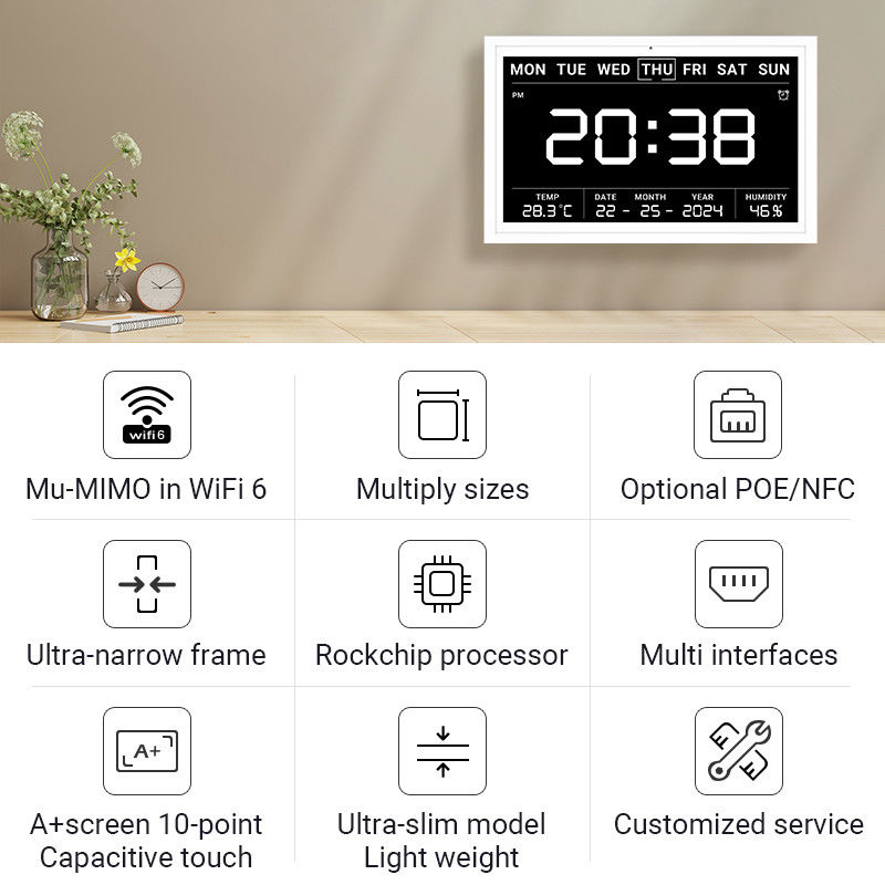 Ultra-schlankes Touchscreen Tablet Smart Home Timing Tablet WiFi 6 mit Mu-MIMO für Kalenderplananzeige