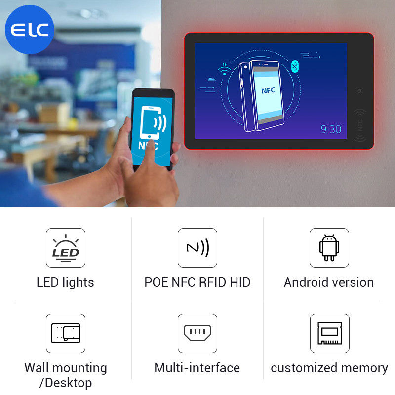 RK3568 Wandmontage Digitale Beschilderung Android 12 Touchscreen Indoor POE NFC LED Licht für Meetings