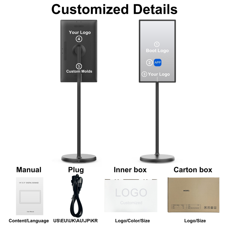 24 Zoll 32 Zoll Incell Bildschirm Anzeige LCD Touchscreen Android 13 Werbung Digital Signage Kette Restaurants und Getränkegeschäfte