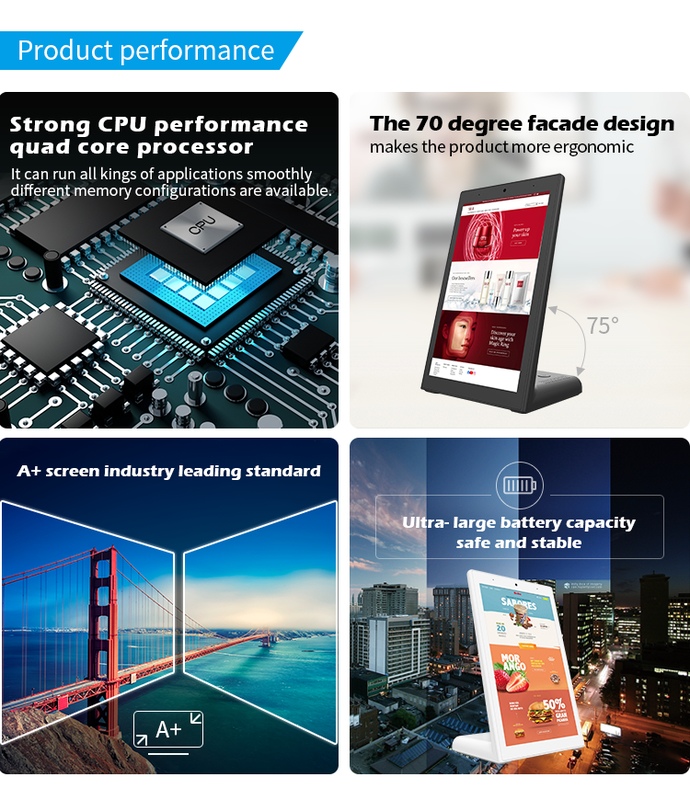 L-förmiger Android-Touchscreen 10.1' RK3568 Quad-Core Cortex A55 Vertikale digitale Beschilderung für Menübildschirm von Restaurants