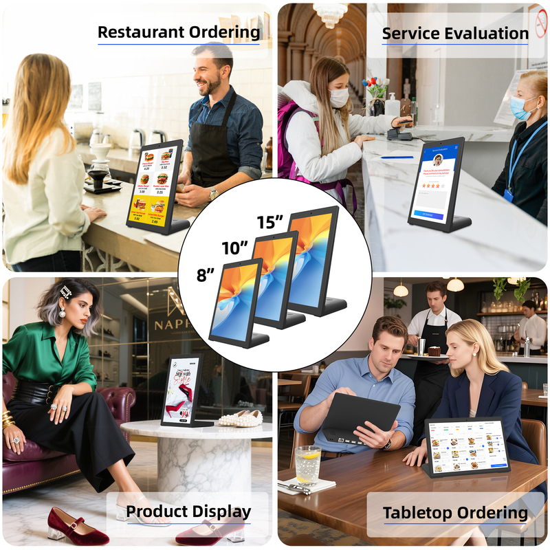 Android Kundenfeedback Beschilderung Android 10.0 Digital Signage L-Form Restaurant Tablets 10 Zoll Menü-Tablet Menübildschirm Restaurantmenü