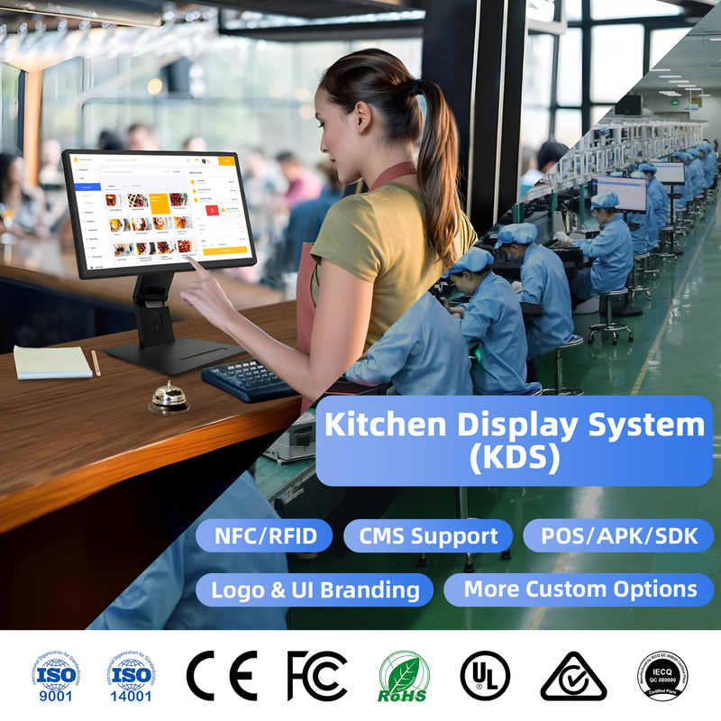 Küchen-Display-Bildschirme Computer POS-Terminal Wasserdichtes und Ölbeständiges Display für KDS-Restaurant